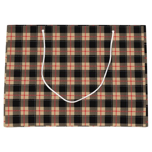 Beige Buffalo Kariert Große Geschenktüte (Vorderseite)