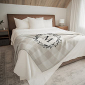 Beige Buffalo Karo Monogram | Modernes Bauernhaus Fleecedecke