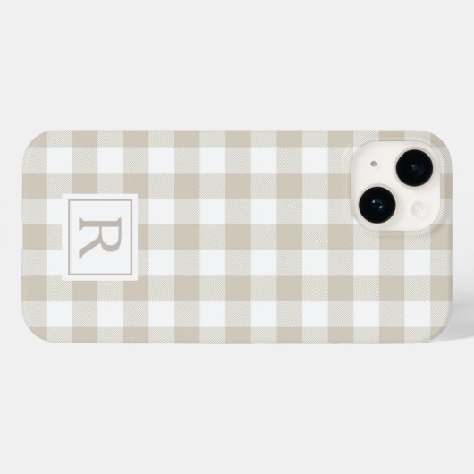 Beige Buffalo Karo Personalisiert Monogram Case-Mate iPhone Hülle (Rückseite (Horizontal))