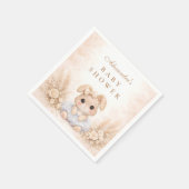 Beige Bunny Floral Baby Shower Serviette (Ecke)