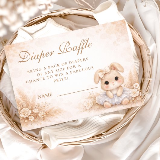 Beige Bunny Floral Diapper Raffle Begleitkarte