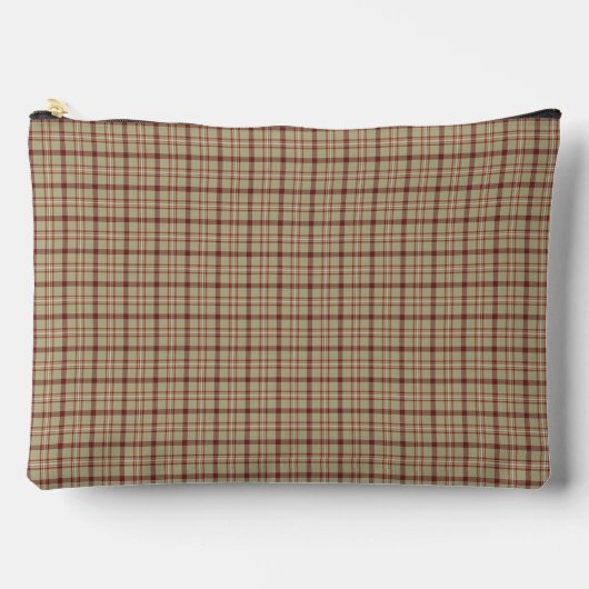 Beige Burgundy Plaid Classic Pattern Zubehörtasche (Vorderseite)