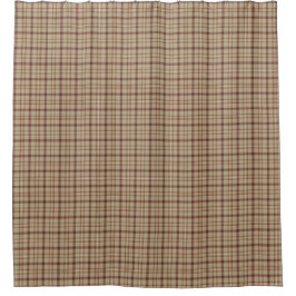 Beige Burgundy Plaid Shower Curtain Duschvorhang