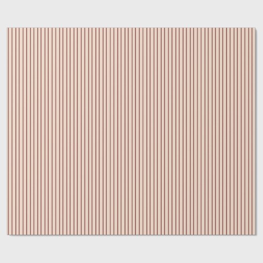 Beige Burgundy Striped Geschenkpapier (Flach)