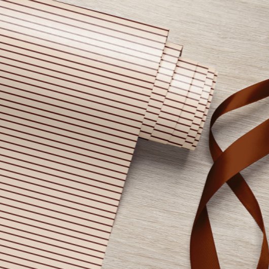 Beige Burgundy Striped Geschenkpapier