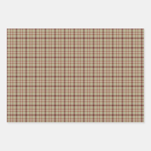 Beige Burgundy White Plaid Classic Geschenkpapier Set (Vorderseite 3)