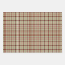 Beige Burgundy White Plaid Classic Geschenkpapier Set