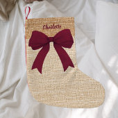 Beige Burlap-Borgbugname Kleiner Weihnachtsstrumpf