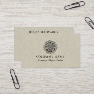 Beige Burlap-Leine mit Black Mandala Visitenkarte