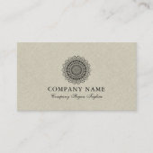 Beige Burlap-Leine mit Black Mandala Visitenkarte (Vorderseite)