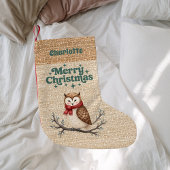 Beige Burlap-Uhname Retro Frohe Weihnachten Kleiner Weihnachtsstrumpf