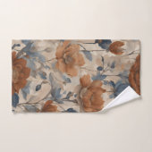 Beige Burnt Orange Dusty Navy Blue Floral Badhandtuch Set (Handtuch)
