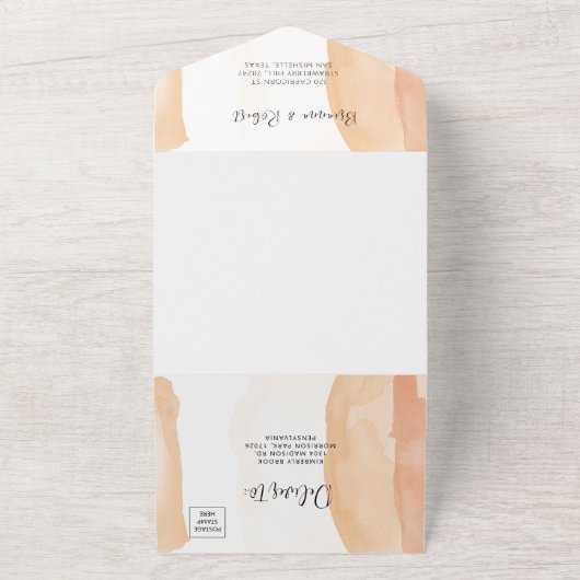 Beige Burnt Orange Farbpinselstriche All In One Einladung (Außenbereich)