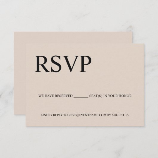 Beige-Business-Event-Logo Reservierte Plätze RSVP Karte (Vorne/Hinten)