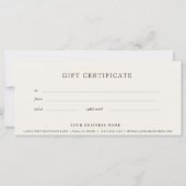 Beige Business Gift Certificate Elegant Simple (Rückseite)