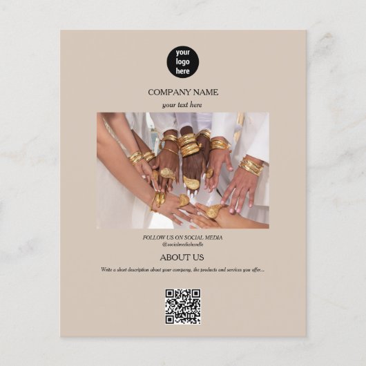 Beige  Business Logo Promotional Advertising Flyer (Vorne)