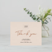 Beige Business-Logo Vielen Dank Beilage Folie Einladungspostkarte (Stehend vorne)