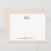 Beige | Business Note Card für einfache Farblogos Mitteilungskarte (Vorne/Hinten)