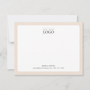 Beige   Business Note Card für einfache Farblogos Mitteilungskarte