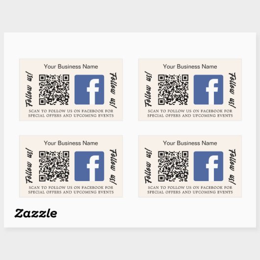 Beige Business qr Code Facebook Rechteckiger Aufkleber (Blatt)