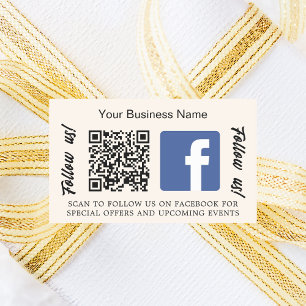Beige Business qr Code Facebook Rechteckiger Aufkleber