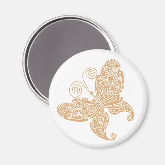 Beige Butterfly Magnet (Vorderseite/Rückseite)