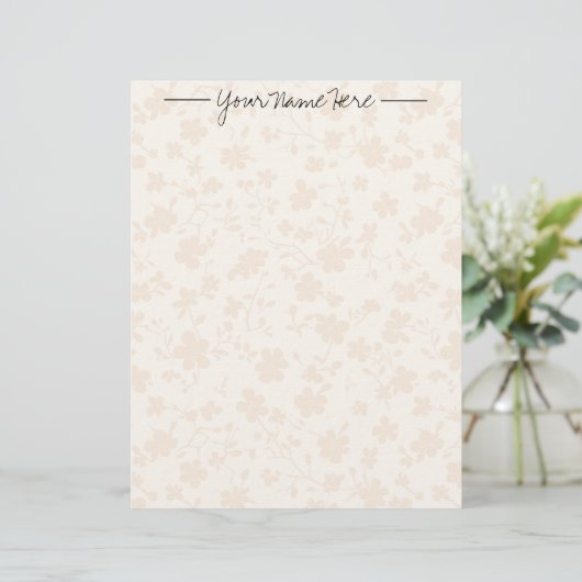Beige Calico Personalisiert Briefbogen (Stehend Vorderseite)