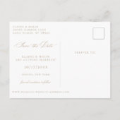 Beige Calligraphy Foto Ankündigung Datum freihalte (Rückseite)