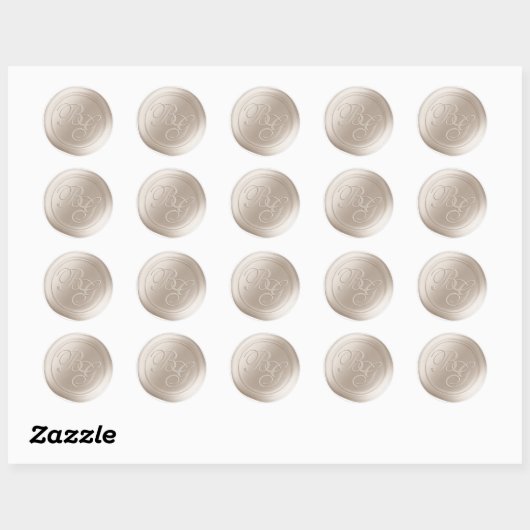 Beige Calligraphy Monogram Wax Siegel Stickers (Blatt)