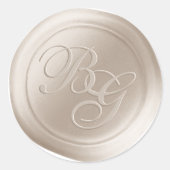 Beige Calligraphy Monogram Wax Siegel Stickers (Vorderseite)