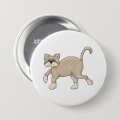 Beige Cat Drawing with Green Eyes Button (Vorne & Hinten)