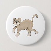 Beige Cat Drawing with Green Eyes Button (Vorderseite)