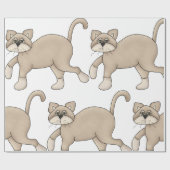 Beige Cat Drawing with Green Eyes Geschenkpapier (Flach)