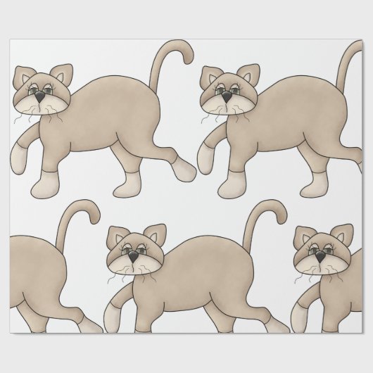 Beige Cat Drawing with Green Eyes Geschenkpapier (Flach)