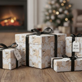 Beige Cat Drawing with Green Eyes Geschenkpapier