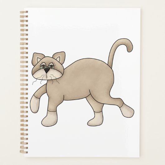 Beige Cat Drawing with Green Eyes Planer (Vorderseite)