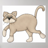 Beige Cat Drawing with Green Eyes Poster (Vorne)