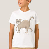 Beige Cat Drawing with Green Eyes T-Shirt (Vorderseite)
