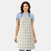 Beige Checkered Apron for Graceful Cooking Schürze (Getragen)