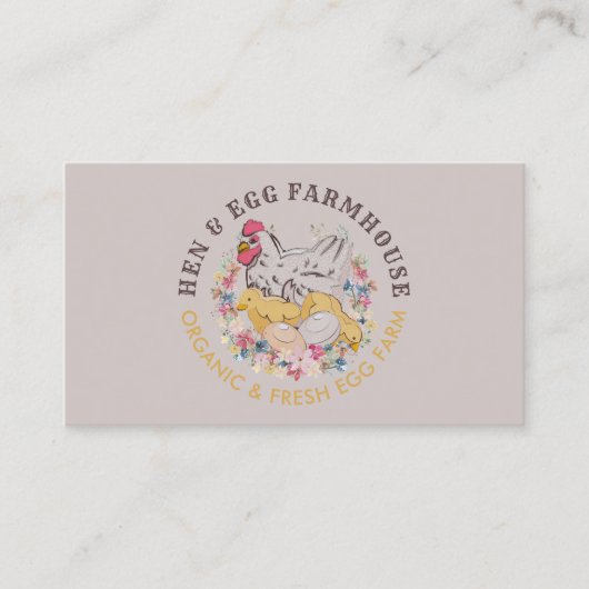 Beige Chicken Hen Egg Farmhouse Visitenkarte (Vorderseite)