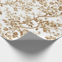 Beige Chinoiserie-Blütenzweige-Wrap-Papier