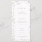 Beige Chinoiserie Floral Wedding Menükarte (Vorne/Hinten)