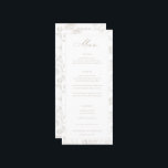 Beige Chinoiserie Floral Wedding Menükarte<br><div class="desc">Vintag Regency Era Beige Chinoiserie Garden Floral,  Hochzeitsmenü. Die elegante Chinoiserie Stil Garten Blumenmuster Rückenlehne und Frontrahmen Rahmen.</div>
