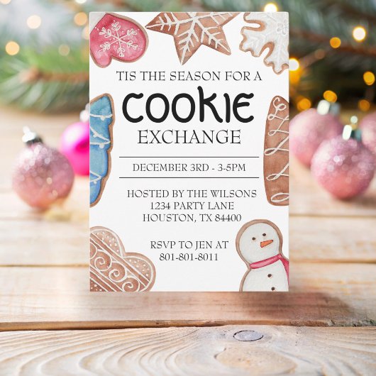 Beige Christmas Cookie Exchange Einladung