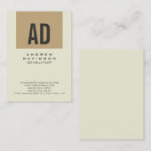 Beige Chubby Trend Vertical Monogram Business Card Visitenkarte (Vorne/Hinten)