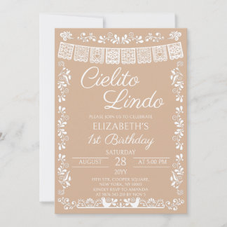 Beige Cielito Lindo 1. Geburtstag Einladung