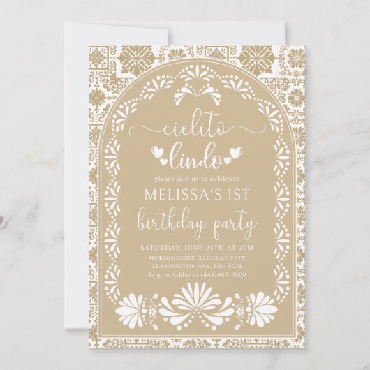 Beige Cielito lindo Mexican Birthday Einladung (Vorderseite)