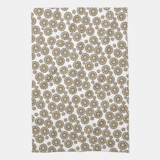 Beige Circular White Kitchen Handtuch (Vertikal)
