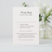 Beige Classic Calligraphy Foto Wedding RSVP (Stehend Vorderseite)