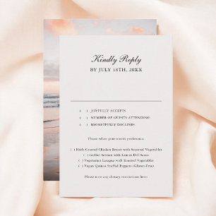 Beige Classic Calligraphy Foto Wedding RSVP Karte